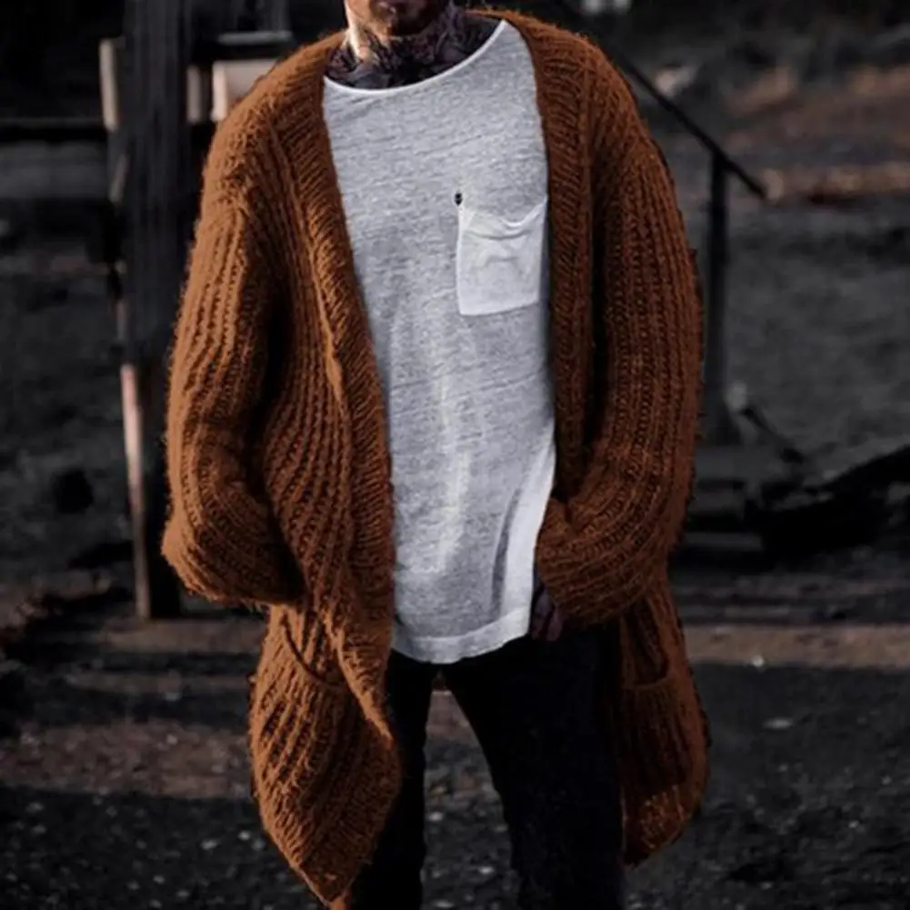 Chic Warm V Neck Relaxed Fit Knitting Cardigan Sweater Men Clothing Men Sweater Coat Men Knitted Cardigan