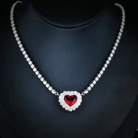foydjew luxury quality jewelry rupee ruby pendant necklaces micro inlaid full diamond heart shaped necklace pear shaped bracelet