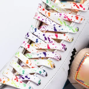 Colorful Dot Shoelaces Cartoon Printing Fashion Unisex Flat Shoe Laces High-top Canvas Sneakers Shoe in USA (United States)