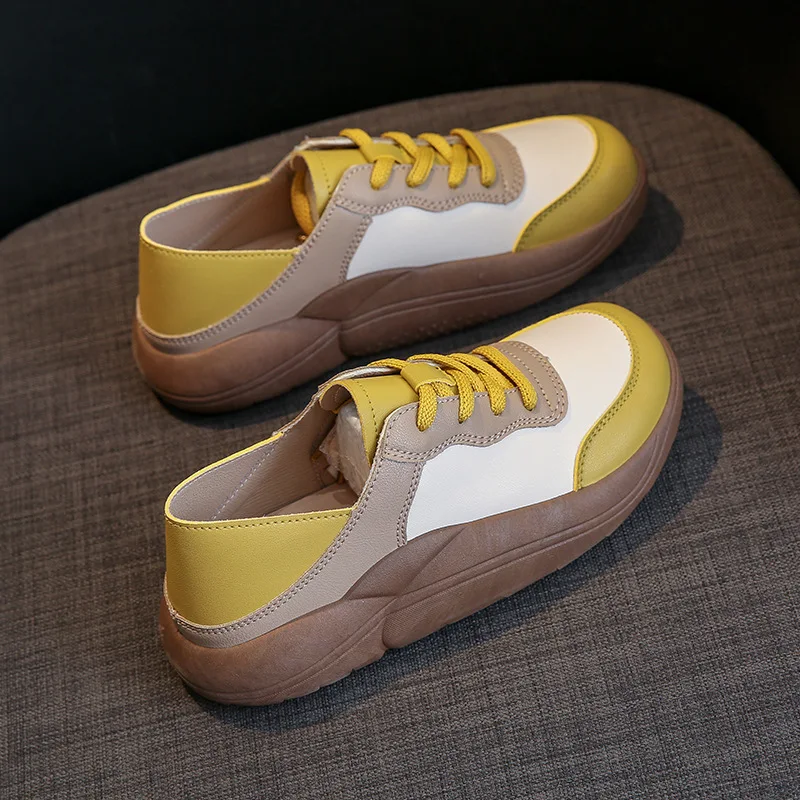 Кроссовки женские с круглым носком дышащие лоферы на шнуровке Повседневная