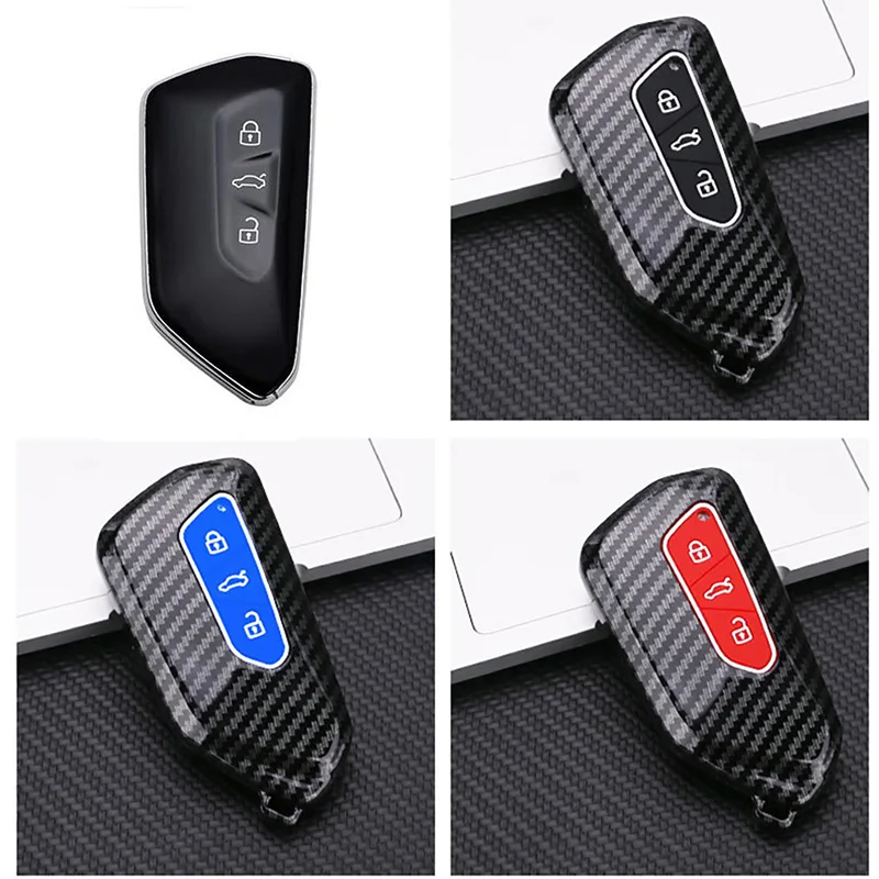 

ABS Carbon Fiber Car Key Cover For Skoda Octavia A8 MK8 MK4 2020 2021 For Seat Leon Fr Mk4 Cupra Formentor For VW Golf 8 ID-4