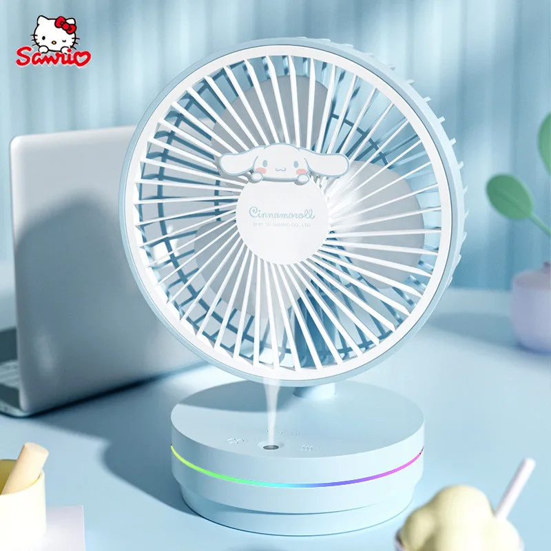 

220ml Sanrio Cinnamoroll Electric Fan Hello Kitty Three Gears Spray With Humidifier Refrigeration Student's Small Desktop Fan