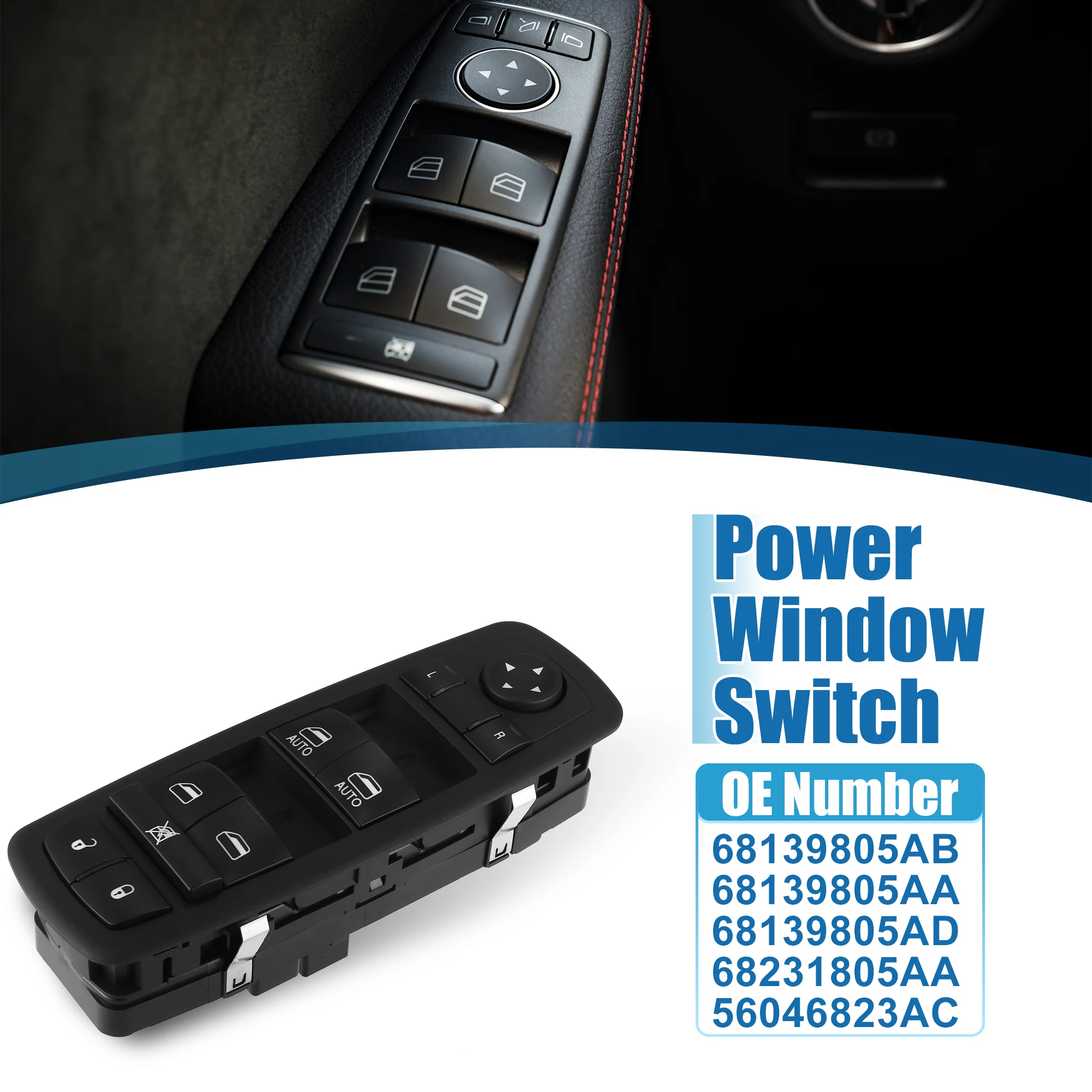 

Uxcell 68139805AB 68139805AA 68139805AD Front Driver Side Power Master Window Control Switch for Dodge Charger 4-Door 11-14