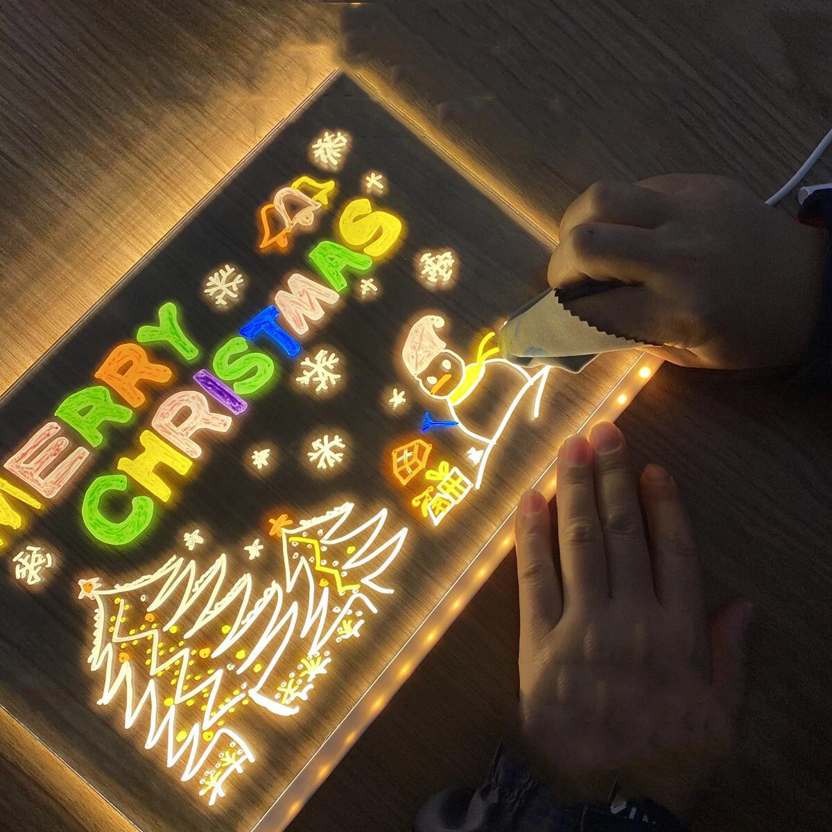 

Aqumotic Illuminated Message Board Light Glowing Sign Drawing Boards Handwriting Note Writing Shelf for Kid Room Decoration