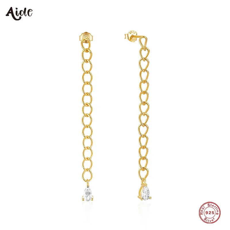 

Aide Chain Tssel Water Drop Zircon 925 Sterling Silver Drop Earrings For Women Ins 18K Gold Earrings Fine Jewelry Party Gift