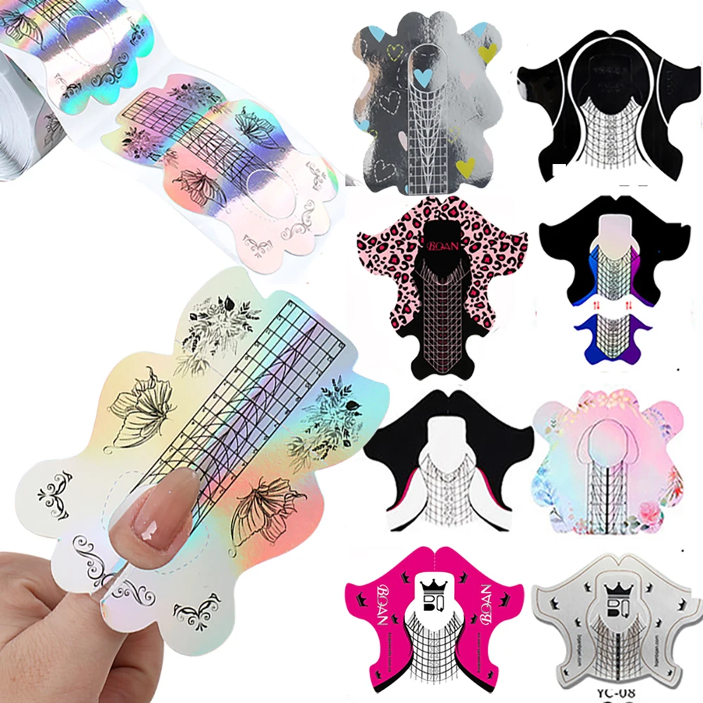 

Dazzling Extension Sdhesive Stencil 100pcs Manicure Nail Tool Gel Forms Tip French Forms Acrylic Nail Polish Sticker Self Gel