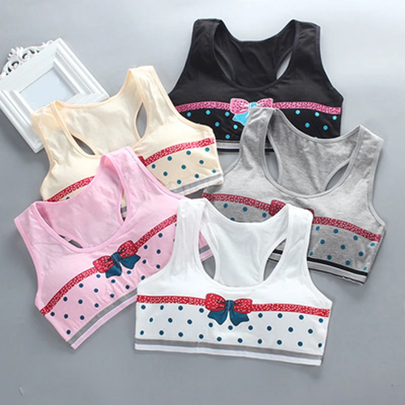 

Fashion Girls' Small Vest Sport Soft Training Lingerie Girls Bra Adolescent Teen Underwear Soft Cartoon Teenage Brassieres