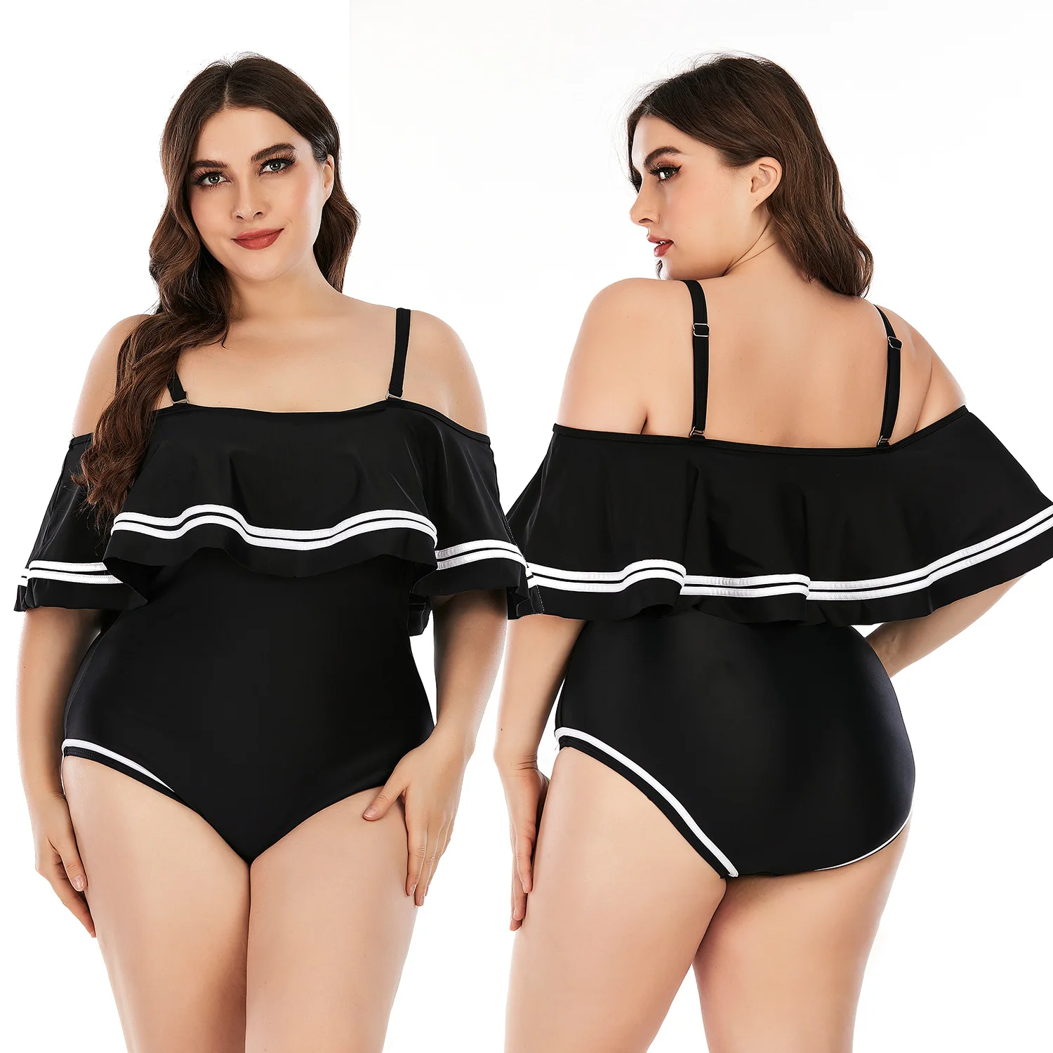 2022 New Plus Size Swimwear for Women Swimsuit Large Bathing Suits Two-piece High Waist Push Up Bikini Set Sexy Separate Stylish
