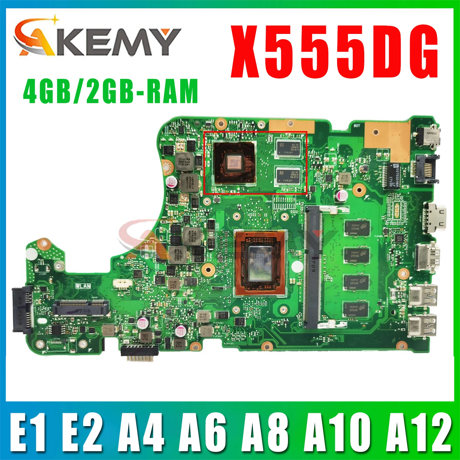 

X555DG Notebook X555YA Motherboard For ASUS X555Y X555YI X555D X555DA K555D Laptop Mainboard CPU E1 E2 A4 A6 A8 A10 A12 FX-8800P