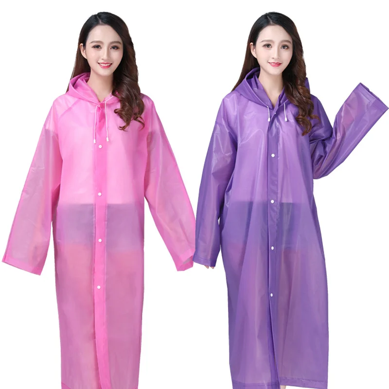 

PEVA Women Man Raincoat Adult Clear Transparent Camping Rainwear SuitThickened Waterproof Rain Poncho Coat