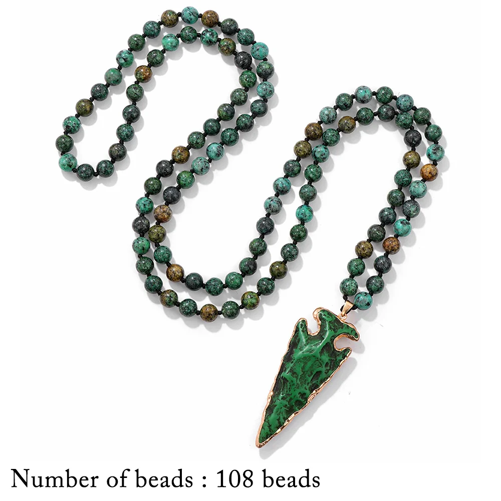 Винтажное ожерелье с подвеской из бусин Мала 108 натуральный камень ручной работы