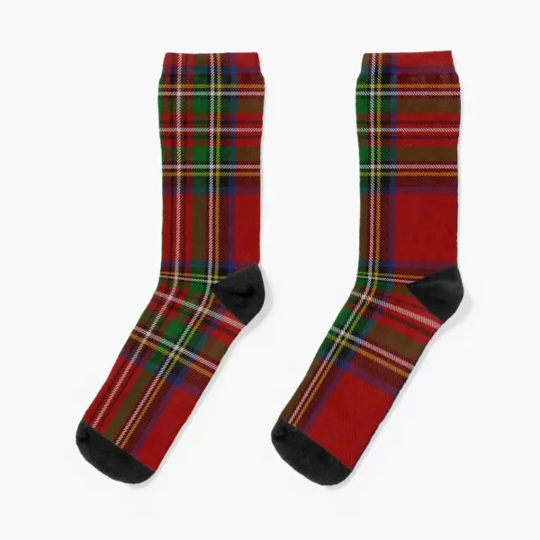 

Royal Stewart Red Tartan Crew Socks Women Mens Autumn Black Funny Best Winter Cartoon Unisex Ladies Short Pattern Cotton