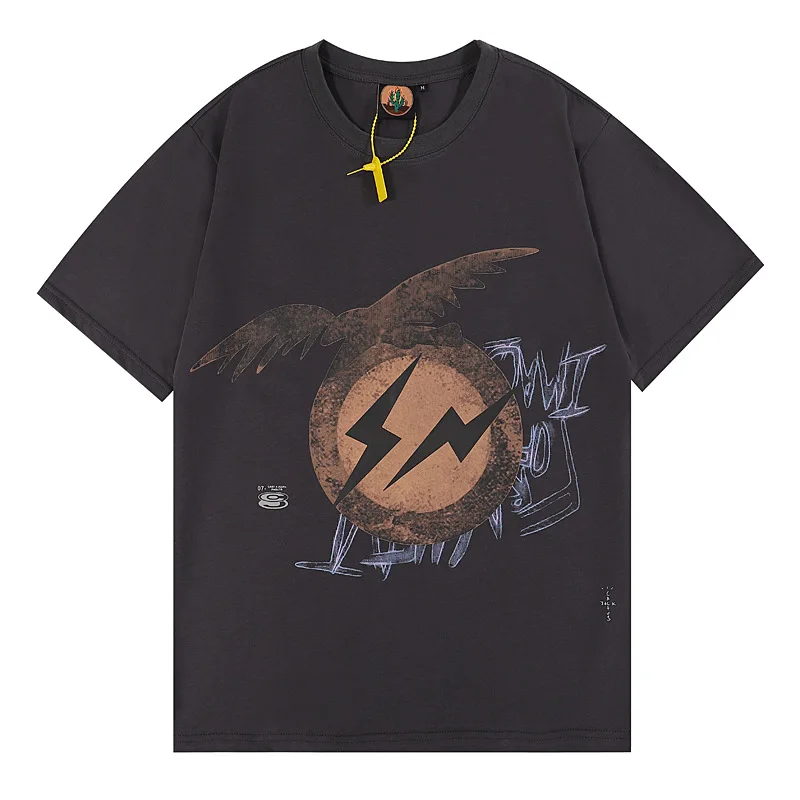 

New Novelty 2022 Eagle Men Cactus Jack astroworld T Shirts T-Shirt Hip Hop Skateboard Street Cotton T-Shirts Tee Top kenye #A603