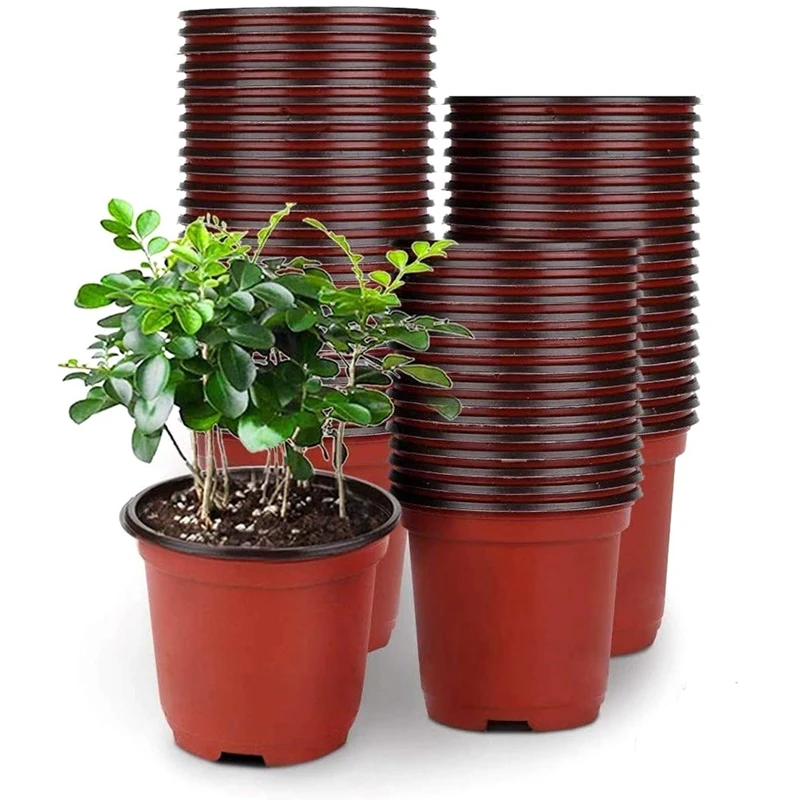 

100 Pc Plastic Plant Flower Pots Lightweight Seed Starting Pots Nursery Seedlings Pots Flower Plant Container