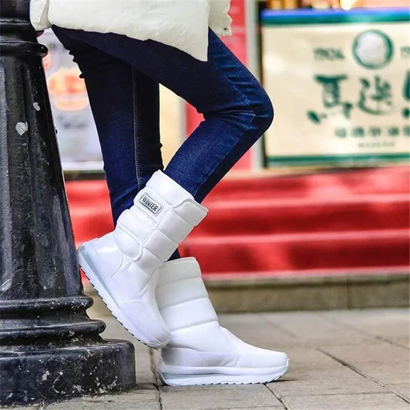 

Snow Boots Woman Winter Shoes Comfortable Fleece Warm Mid Boots Female Waterproof Non-slip Winter Platform Botas Ladies Footwear