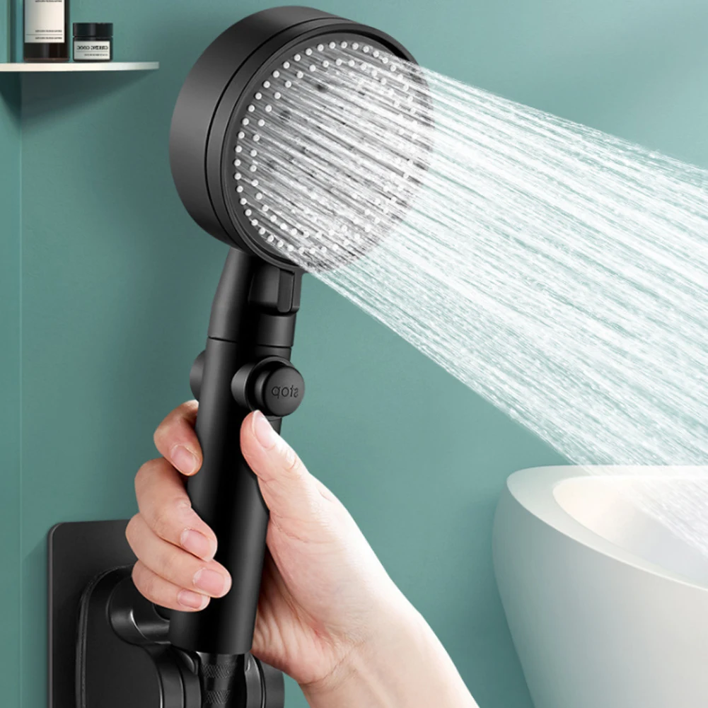 

High Pressure Handheld Shower Head Water Saving Adjustable 5 Mode One-key Stop Water Massage Shower Head Bathroom Accessories