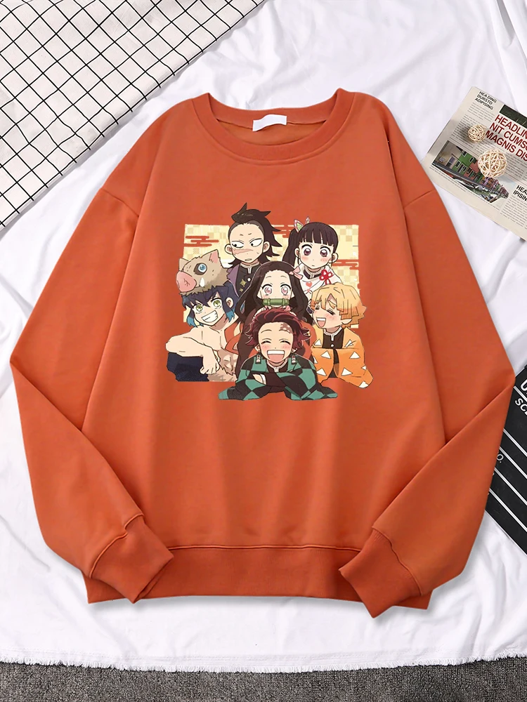 

Anime Demon Slayer Character Party Women Hoodies Cartoons Fashion Long Sleeves Street Casual Sweatshirt Oversized Womans Clothes