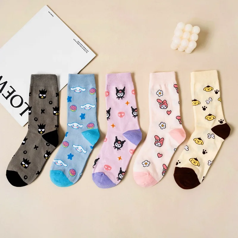 

Casual Kawaii Cartoon Sanrios Cinnamorll Long Socks Children's Candy Colored Cotton Medium Tube Female Socks Cute Stockings Gift