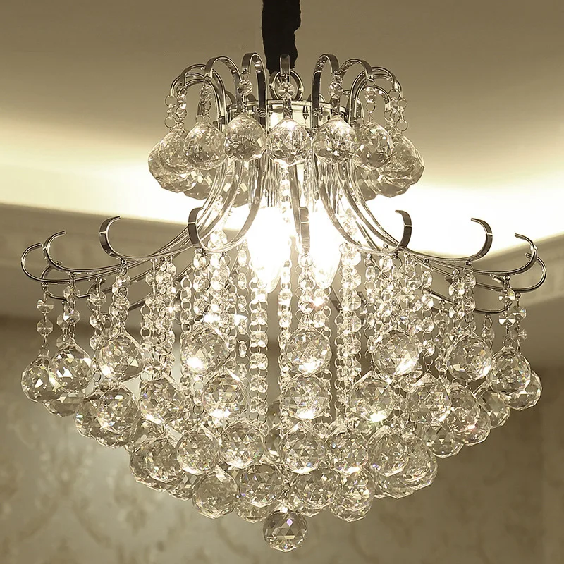 

Chandelier Led Art Pendant Lamp Light Room Decor Silver Crystal Ball lustres de cristal avize Modern salon Ceiling Drop shipping