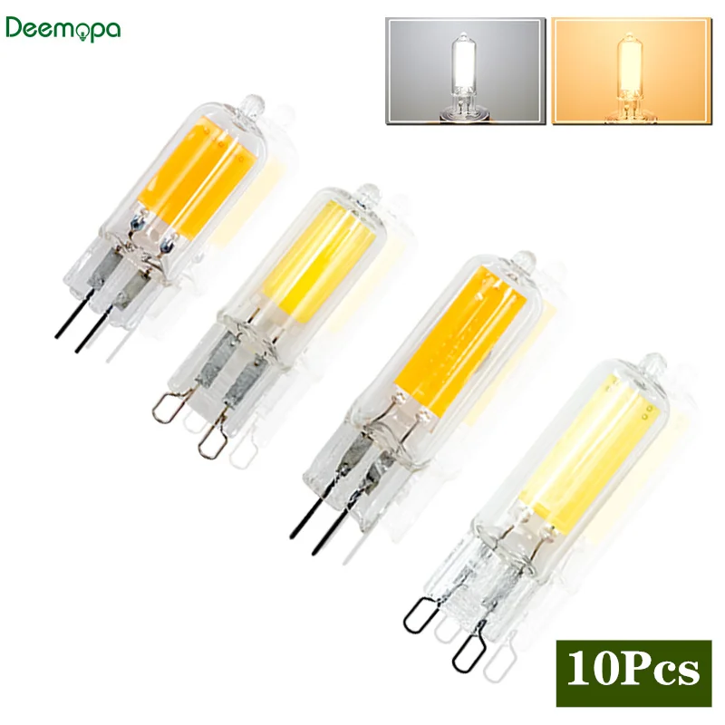 10Pcs/lot G4 G9 LED COB Lamp 6W 9W Glass Bulb AC 220V 230V 240V Candle Lights Replace 30W 40W Halogen For Chandelier Spotlight