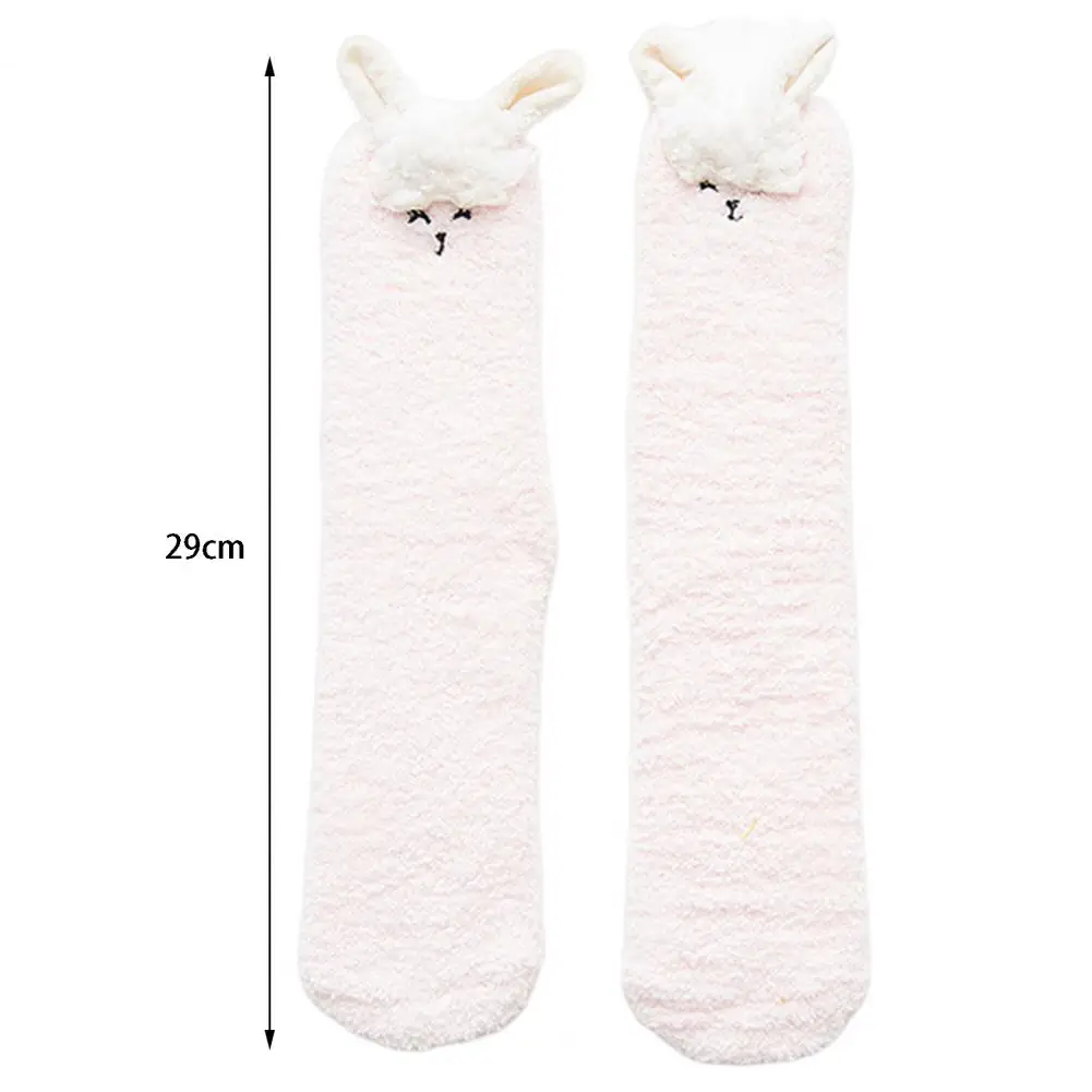 

Simple Floor Socks Fluffy Coral Fleece Fall Winter Children Sleeping Socks Super Soft Mid Calf Socks for Daily Wear
