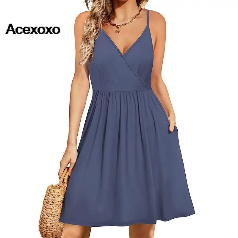 

2023 new women's summer casual skirt halter dress