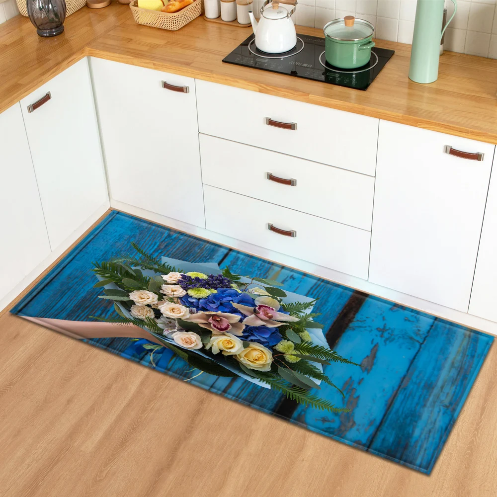 

Wood Grain Pattern Entrance Doormat Kitchen Mat Home Bedroom Floor Decoration Carpet Bathroom Balcony Hallway Anti-Slip Long Rug