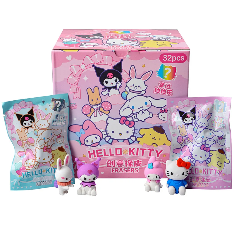 

10/20/32 шт. аниме Sanrio мультфильм Китти Diy смешанный карандаш ластик экшн-фигурка Пикачу канцелярские товары для студентов детские игрушки