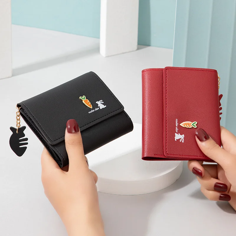 Wallet women's short 2021 New Cute women's wallet Mini Student Korean version change bag card bag