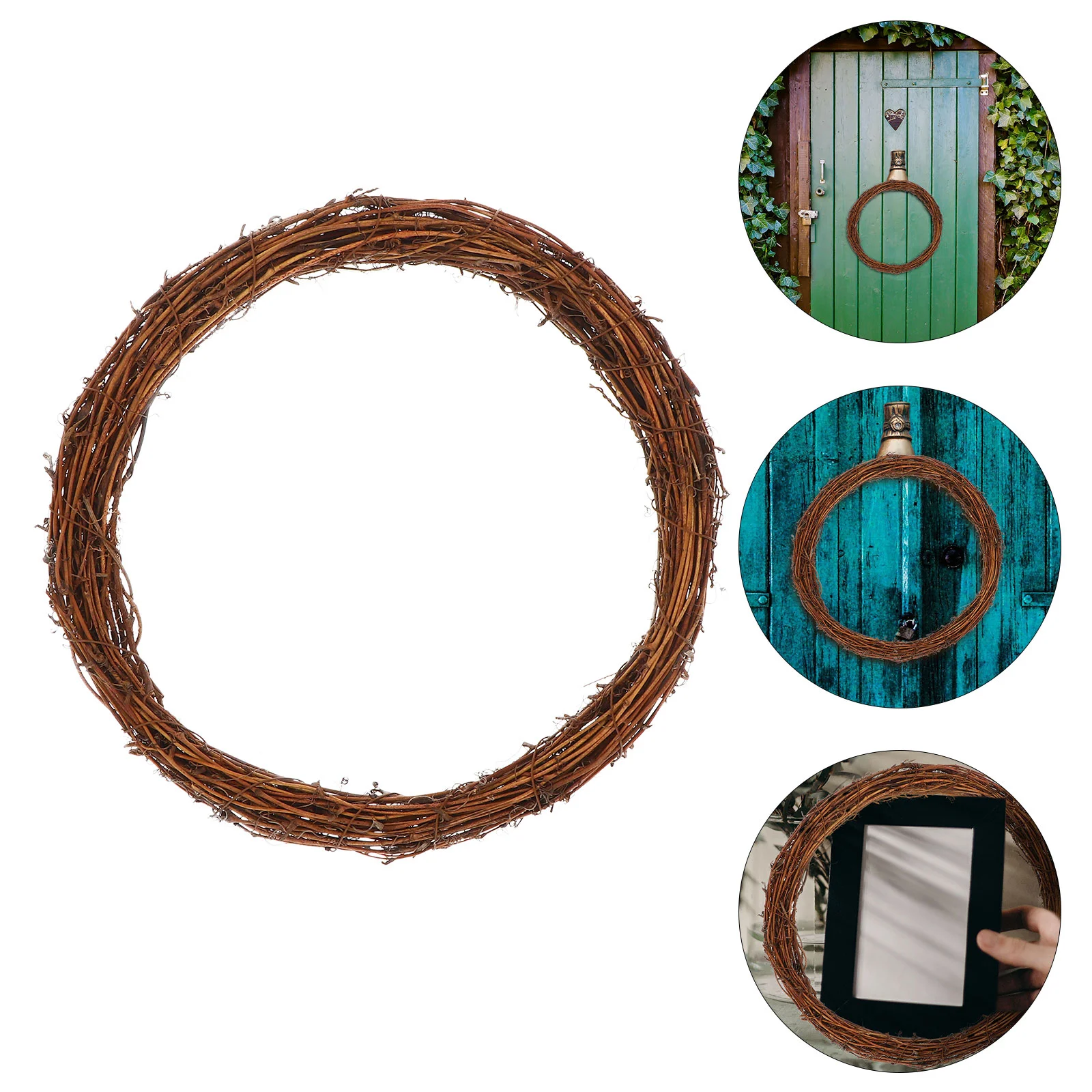 

Wreath Rattan Ring Christmas Natural Decor Vine Door Craft Grapevine Diy Garland Wall Branch Hanging Material Party Frame