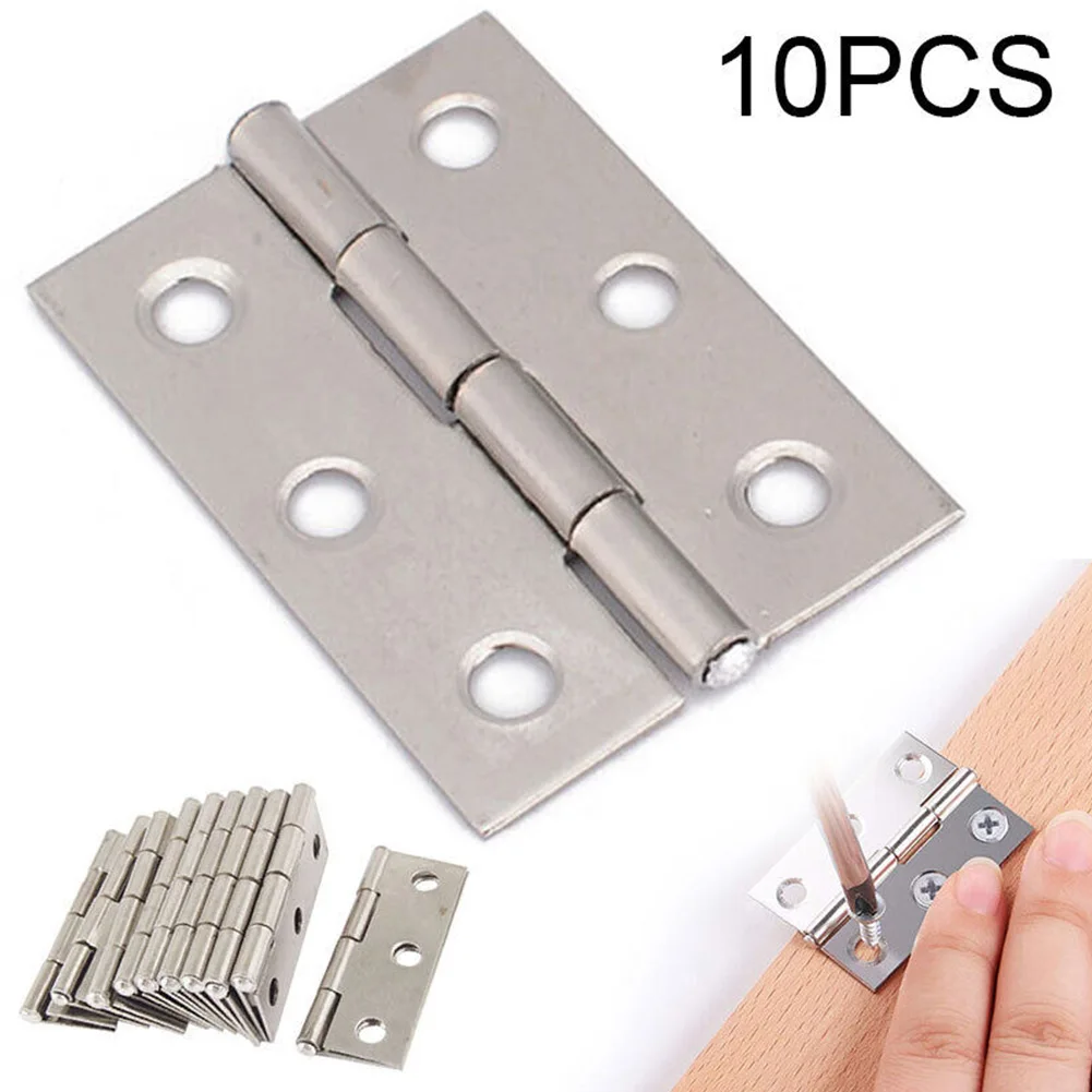 

10Pcs Hardware Stainless Steel Hinges Door Connector Drawer 6 Mounting Holes Durable Furniture Bookcase Cabinet Accessories