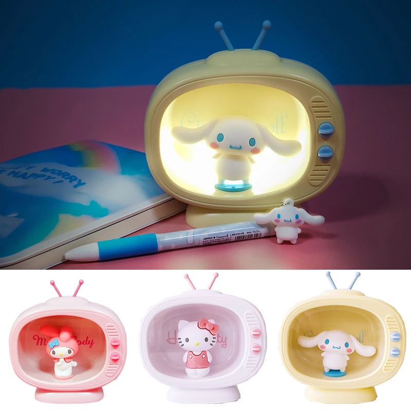 Led Desktop Night Light Cartoon Anime Cinnamon Dog My Melody Girly Heart Table Lamp Kawaii Creative Tv Home Decorations Gifts