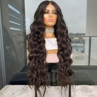 kryssma loose wave synthetic lace front wig natural black wig for women straight lace frontal wig heat resistant fiber hair