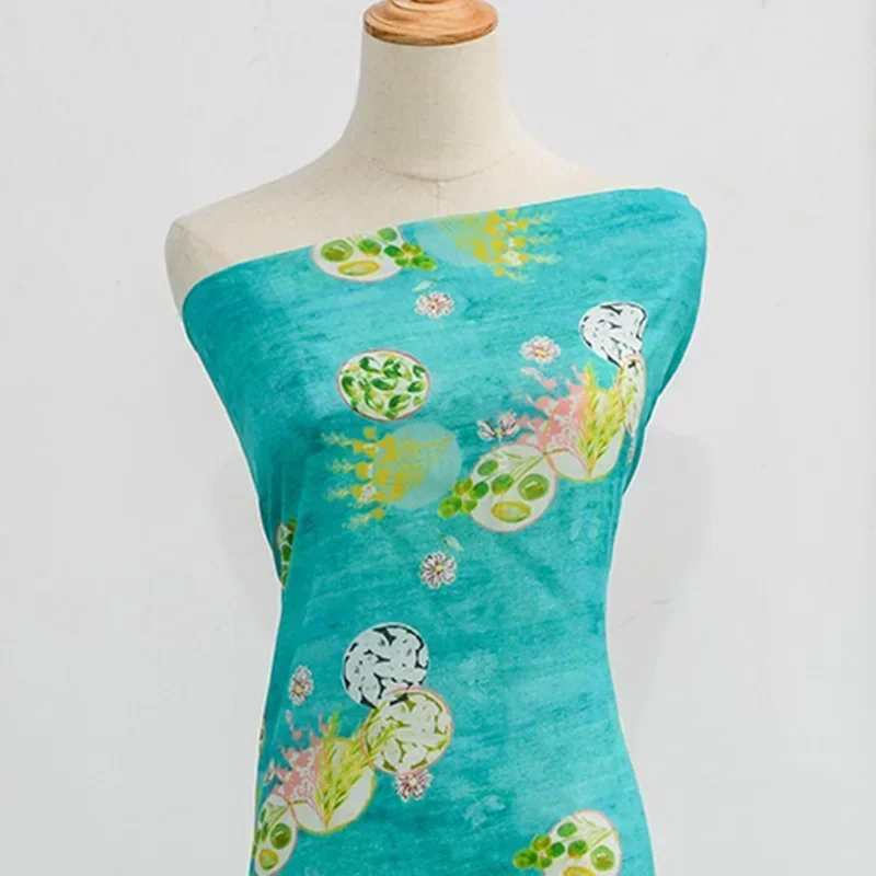 50X 100% см удобный Monet чистый рами Лен летнее тонкое китайское платье длинное