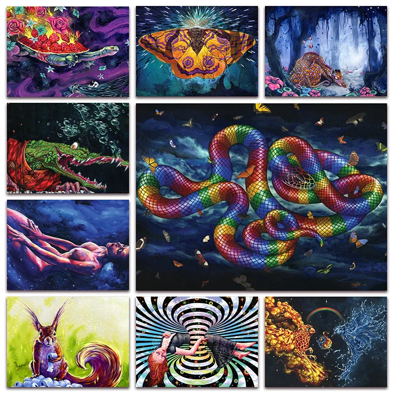 Алмазная живопись, мозаика с вышивкой змея, черепахи, бабочки, крокодила, красоты, искусство акулы, птица, пчела, домашний декор, S038