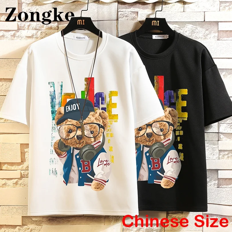 

Футболка Zongke с принтом медведя, Мужская одежда, китайская футболка размера 5XL, Мужская Уличная одежда, топы в стиле Харадзюку, весна 2022, Новое...