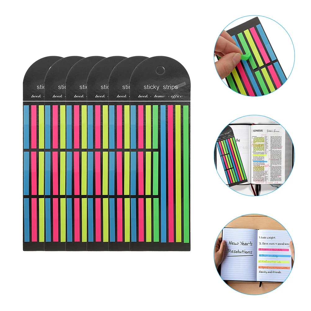 

6 Pcs Label Highlighter Strips Page Markers Tabs Bookmarks Colored Labels Thin Annotating Sticky Memo Note Paper Pad Small Pads