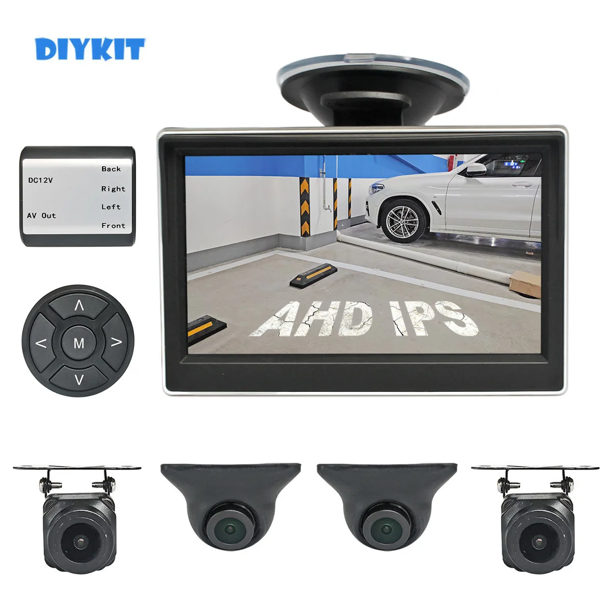DIYKIT 5" AHD IPS HD Car Monitor 1920*1080P AHD Starlight Night Vision Rear View Car Camera Waterproof for Front/Rear/Side View