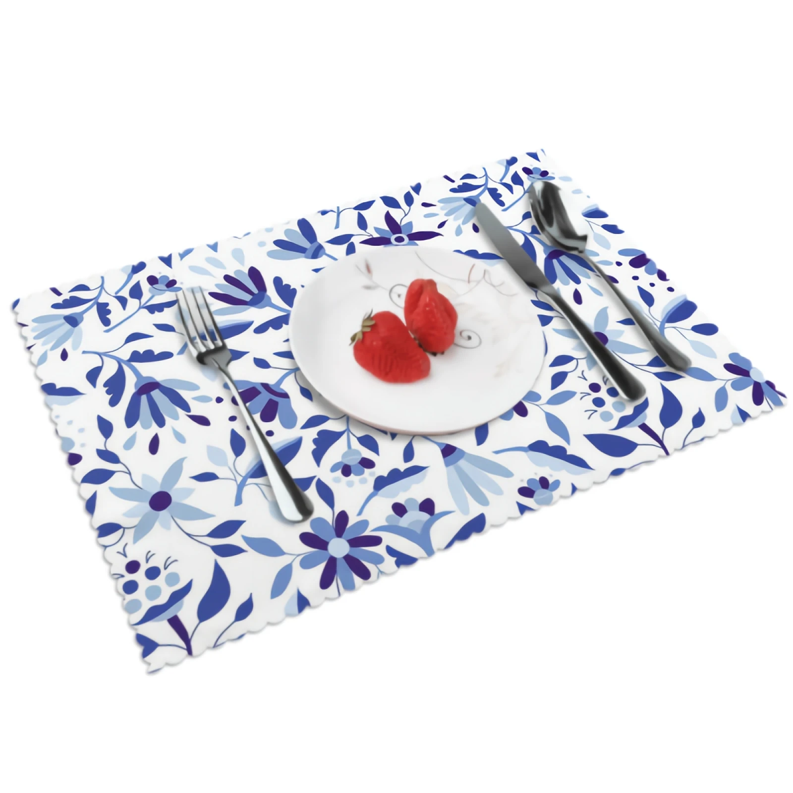 

Blue Floral Placemats Modern Abstract Navy Flowers Placemat Set of 4 Heat-Resisting Non Slip Table Mats Polyeste Place Mats f