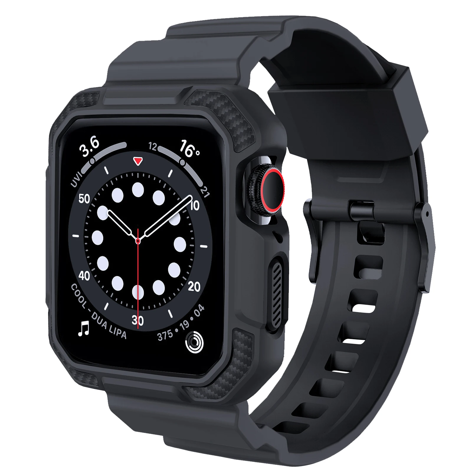 

Dark Grey Rugged Armor strap band for Apple Watch Strap with Case 45mm 44mm 42mm for Iwatch 45 44 42 mm Series 7 6 SE 5 4 3 2 1