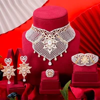 soramoore new nigerian bridal jewelry big hollow necklace bangle earrings ring wedding jewelry set 4pcs women sister lover gift