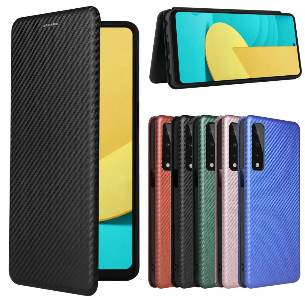 2022 Magnetic Carbon Fiber Flip Leather Wallet Case For LG Velvet K53 Stylo 7 K92 K52 K62 K42 K22 K31 Holder Walle Cover Phone C