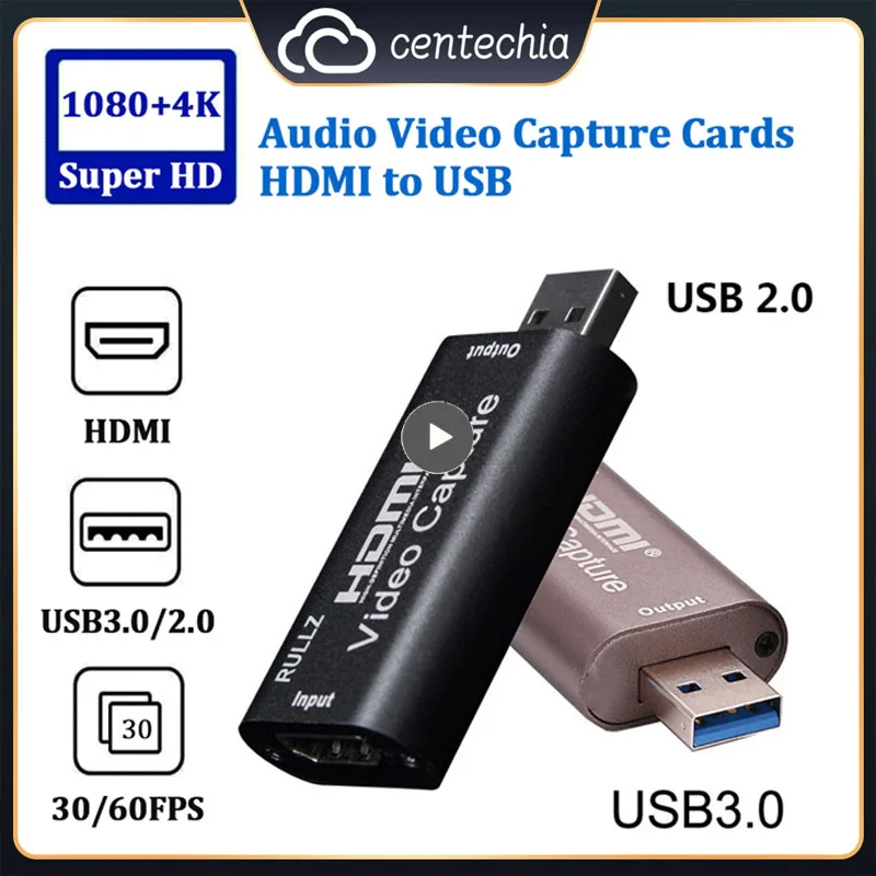 

4K HDMI-compatible Video Capture Card USB 3.0 USB2.0 Grabber Recorder For PS4 Game DVD Camcorder Camera Recording Live Streaming