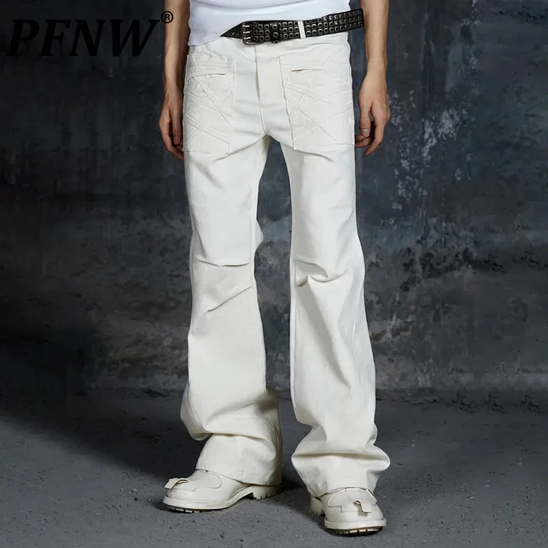 

Мужские эластичные однотонные брюки-карго PFNW в стиле хип-хоп, прямые повседневные брюки в стиле сафари, осень 2023, 28W1918