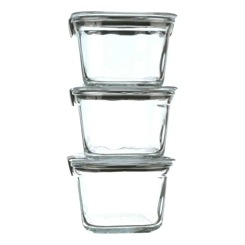 

3-Pack Glass Food Storage Containers, 4.7-Cup, Leak Proof, BPA Free