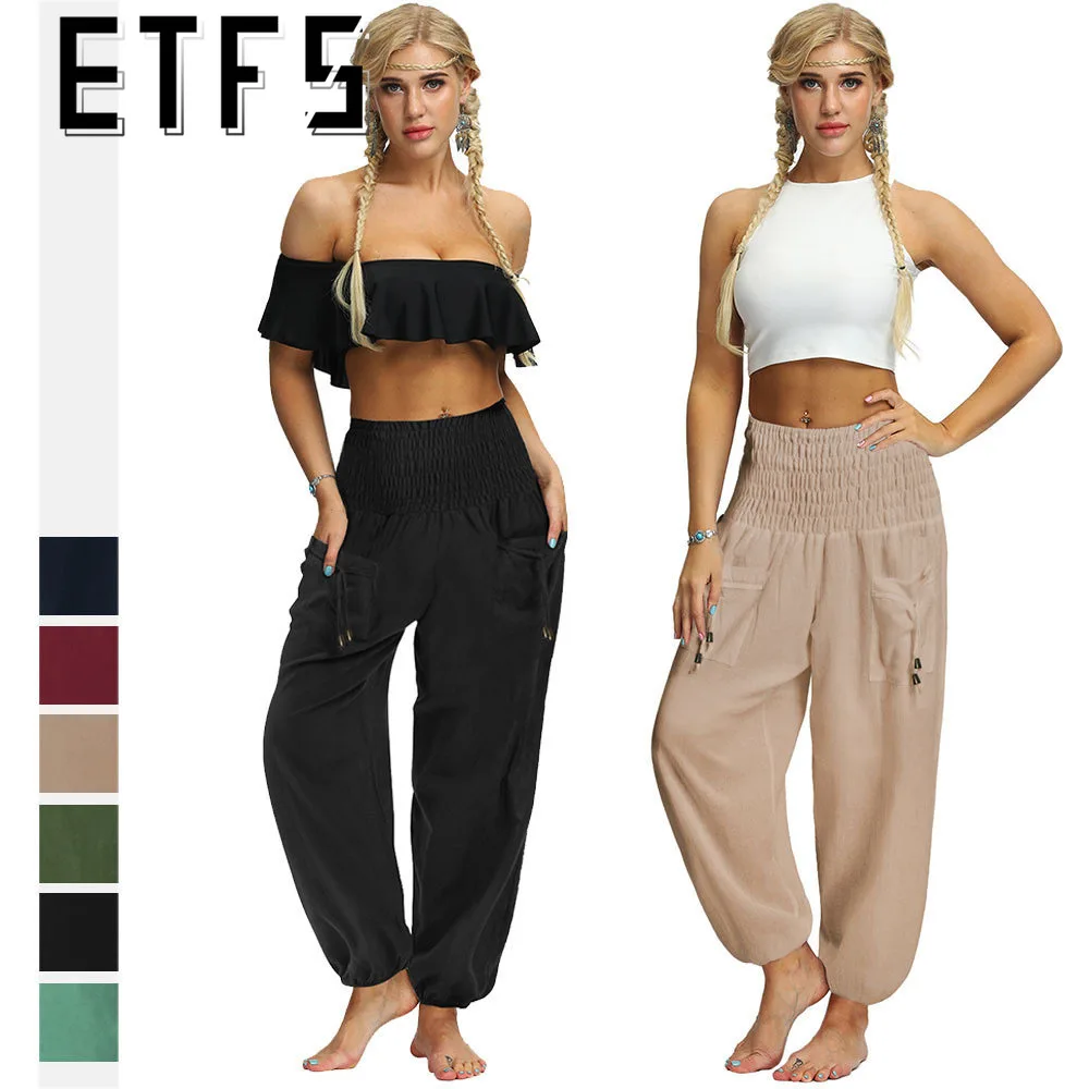 

Однотонные Женские повседневные свободные шаровары, эластичный пояс, спортивные брюки в стиле Harlan