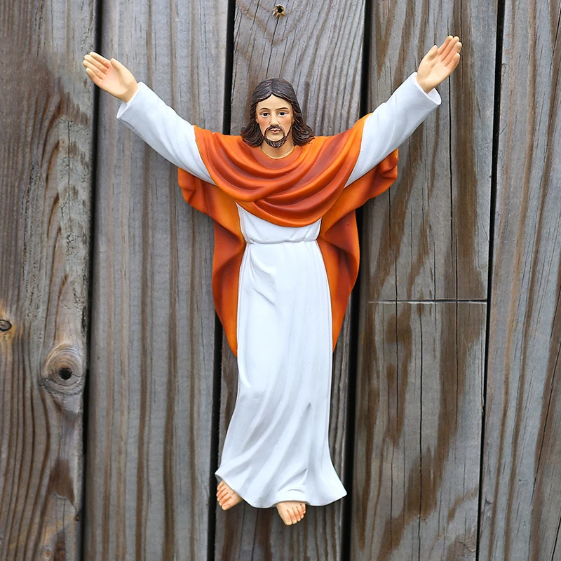 

Christian Jesus Figurine Hand Painted Resin Catholic Crafts Classical Religious Sculpture Father Jesus Office Desktop Ornaments