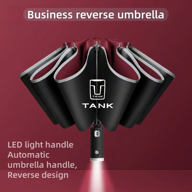 

Автоматический зонт со светоотражающей полосой, зонт со светодиодной подсветкой для Great Wall GWM Tank 300 City 800 Border 400 500 PHEV 80