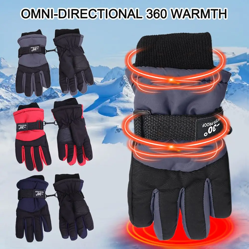 

Детские Зимние Симпатичные Нескользящие ветрозащитные спортивные варежки для мальчиков и девочек плотные теплые водонепроницаемые детские лыжные перчатки
