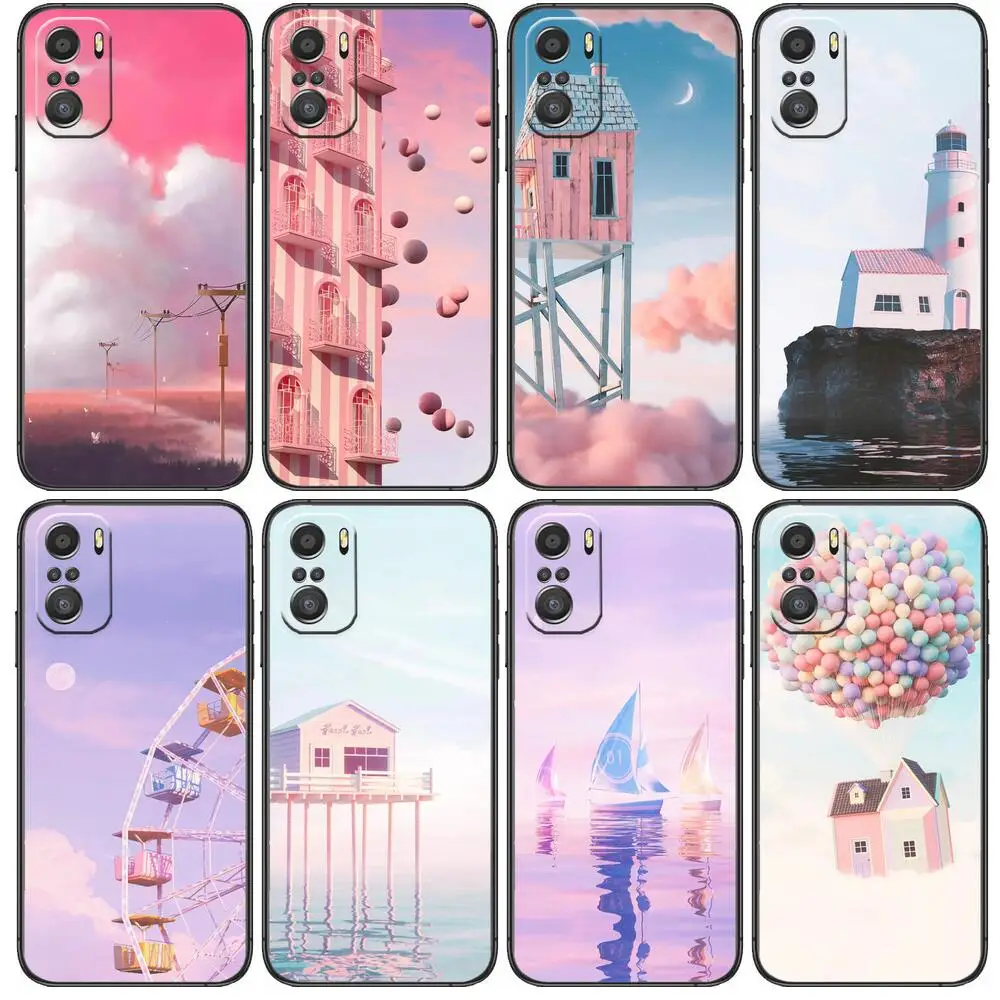 

For Xiaomi Redmi Note 10S 10 9T 9S 9 8T 8 7S 7 6 5A 5 Pro Max Phone Case Soft Black Cover natural powder